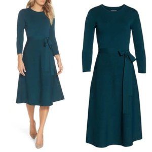 Eliza J Fit and Flare sweater dress spruce green NEW size large evening dress